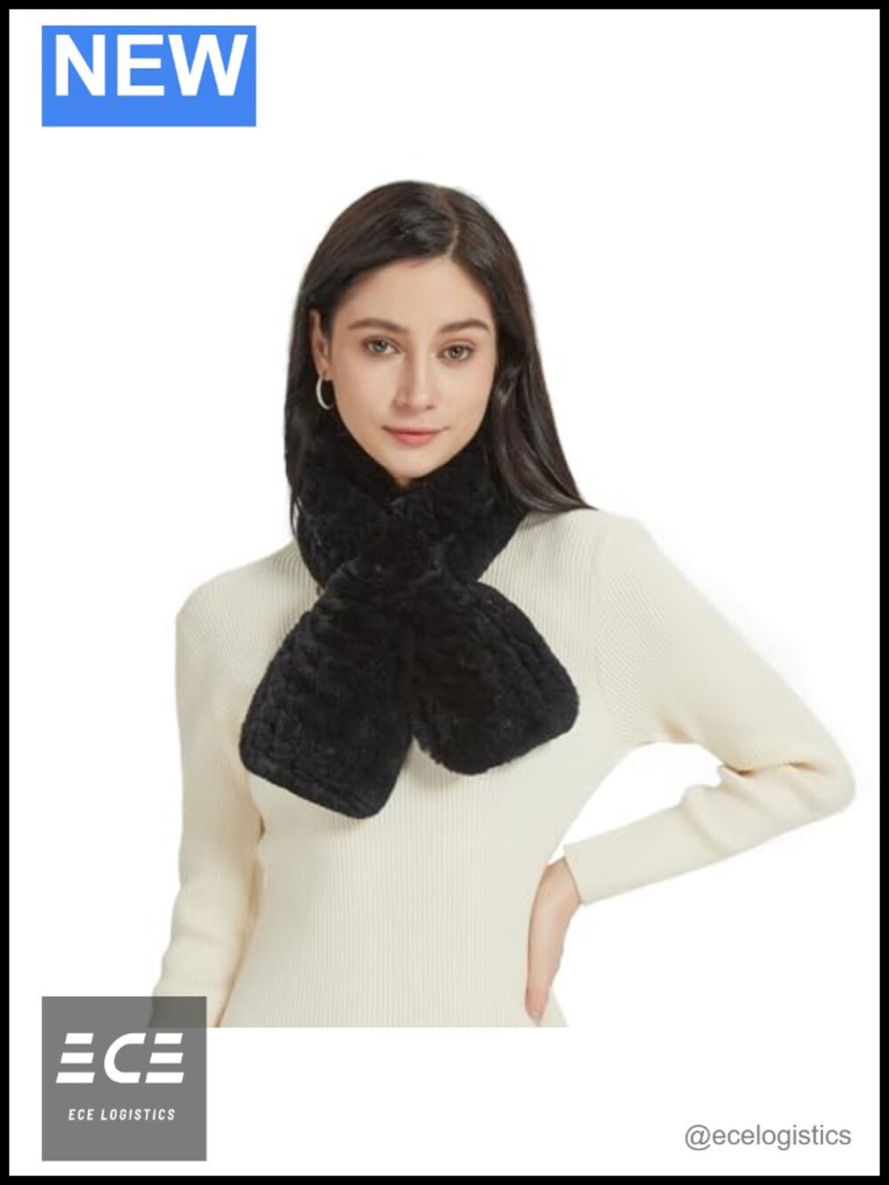 Rex Rabbit Fur Scarf Knitted Flowers Crochet Winter Warm Wrap